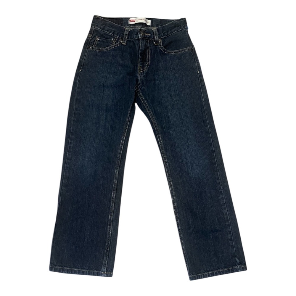 Levis 505 Regular Dark Denim Jeans Kids Size 10 Reg W25 L25 Adjustable Waist